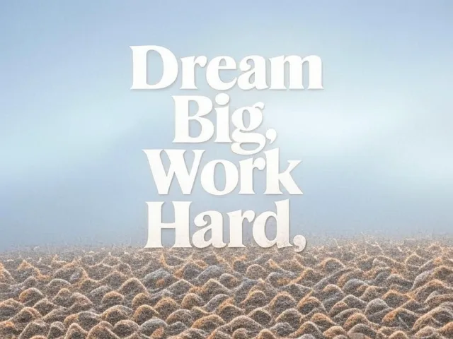A motivational poster with the quote "Dream Big, Work Hard" in stylized font, minimalist… - XAI Grok 2 Image