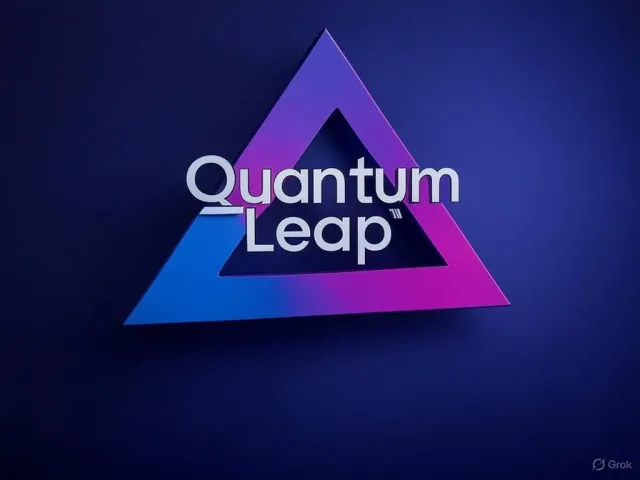 Abstract geometric logo for tech startup 'Quantum Leap', evoking connection & speed… - XAI Grok 2 Image